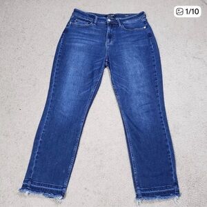 Judy Blue Jeans 13/31 Dark Wash High Rise Raw Hem Slim Fit Stretch Denim Pants